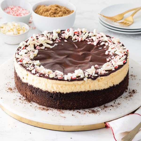 Peppermint bark cheesecake