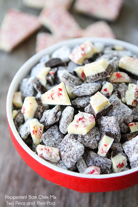 Peppermint bark chocolate Chex mix