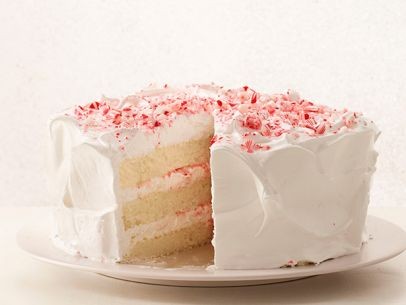 Peppermint layer cake with candy cane frosting