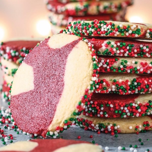 Peppermint mocha red velvet marble cookies