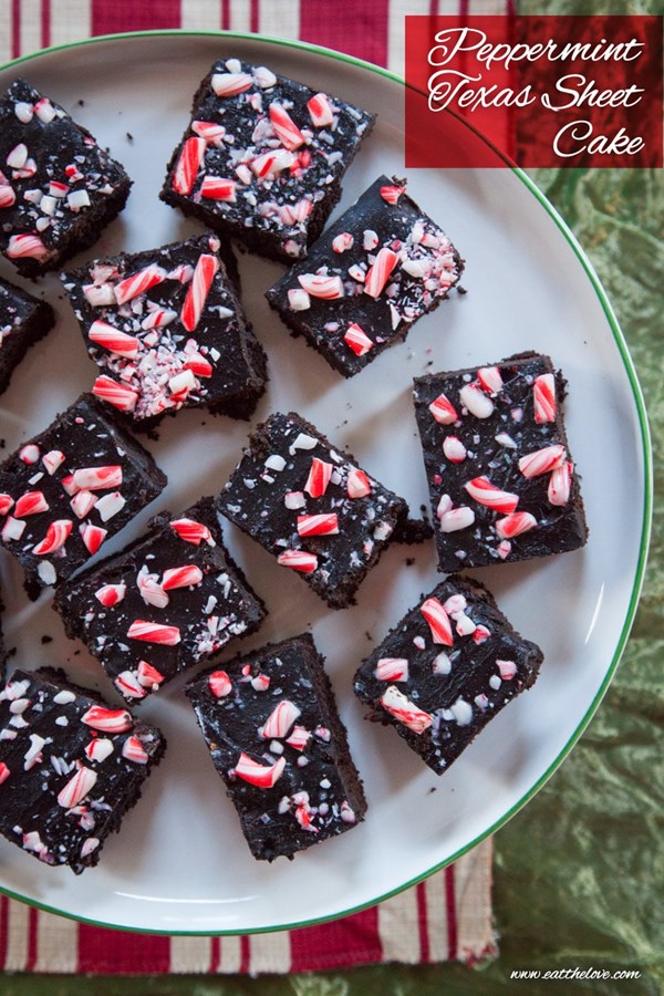 Peppermint Texas sheet cake