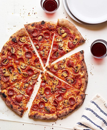 Pepperoni and mushroom pizza