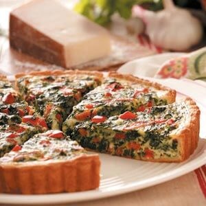 Pepperoni spinach quiche