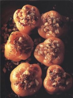 Peppers filled with garlic potatoes and cooked in olive oil