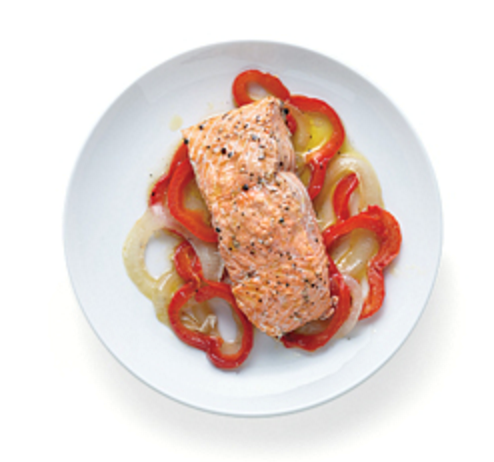Peppers in foil with fish