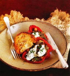 Peppers stuffed with eggplant (Peperoni ripieni)