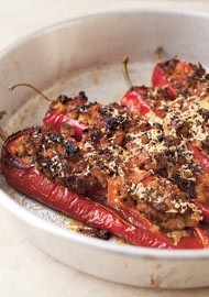 Peppers with pork and rosemary