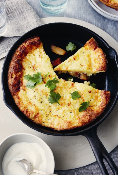 Peppery pear and smoked Gouda Dutch baby