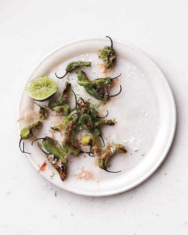 Perfect bite: Shishito peppers & bonito flakes 