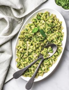 Perfect green-pea pesto pasta