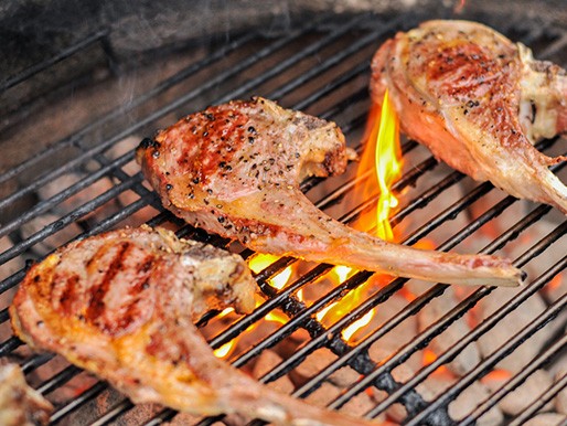 Perfectly grilled lamb rib or loin chops