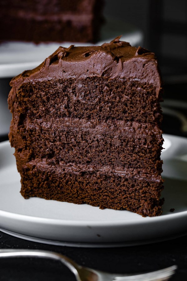 Perfectly moist chocolate cake with chocolate frosting