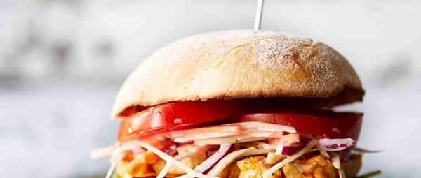 Peri peri halloumi burgers with citrus slaw
