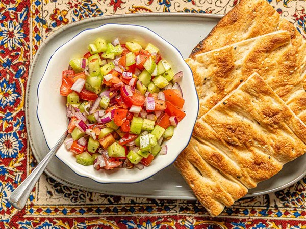 Persian cucumber and tomato salad (Sālād-é-Shirāzi)