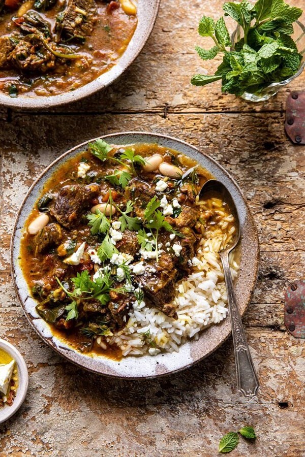 Persian inspired herb and beef stew with rice