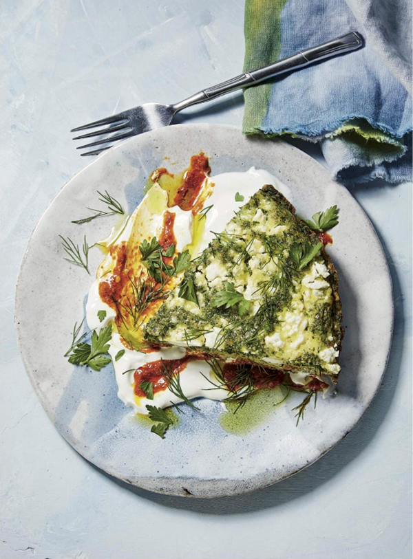 Persian mixed-herb and feta frittata