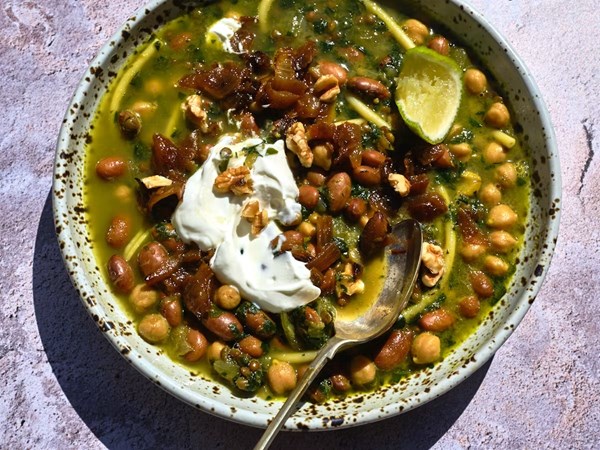 Persian New Year noodle soup (Ash reshteh)
