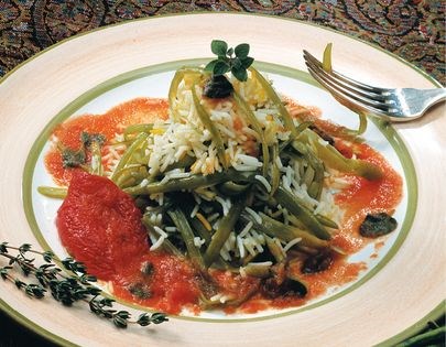 Persian polow with green beans & tomatoes