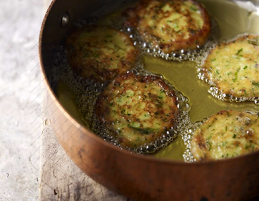 Persian potato patties with garlic chives (Kuku-ye sibzamini)