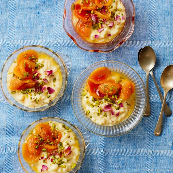 Persian rice pudding with apricots and nuts