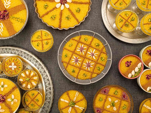 Persian saffron rice pudding (Sholeh-zard)