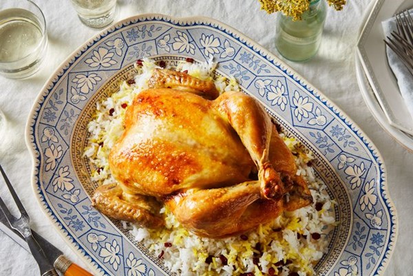 Persian saffron roast chicken & barberry rice 