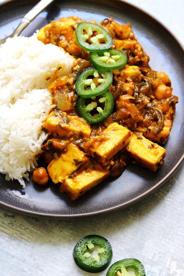 Persian tamarind, paneer, and chickpea stew