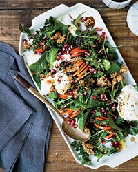 Persimmon-and-burrata salad with sesame candy