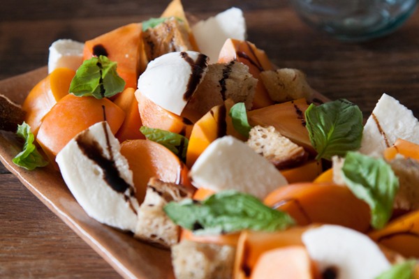 Persimmon Caprese salad