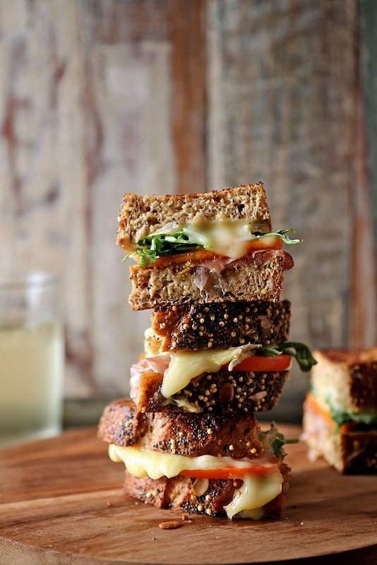 Persimmon prosciutto and Brie grilled cheese
