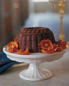 Persimmon pudding with brandy sauce