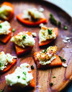 Persimmon with broiled goat cheese