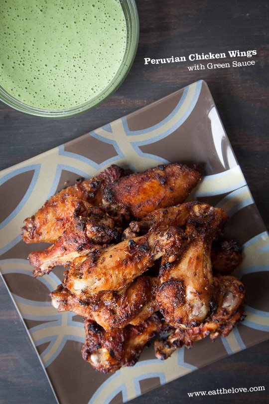 Peruvian chicken wings with Peruvian green sauce