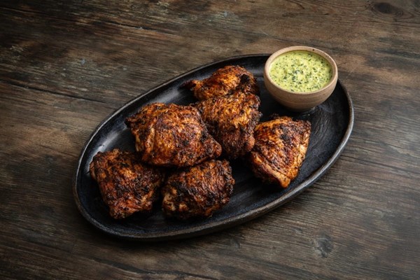 Peruvian grilled chicken with aji verde (Pollo a la brasa) 