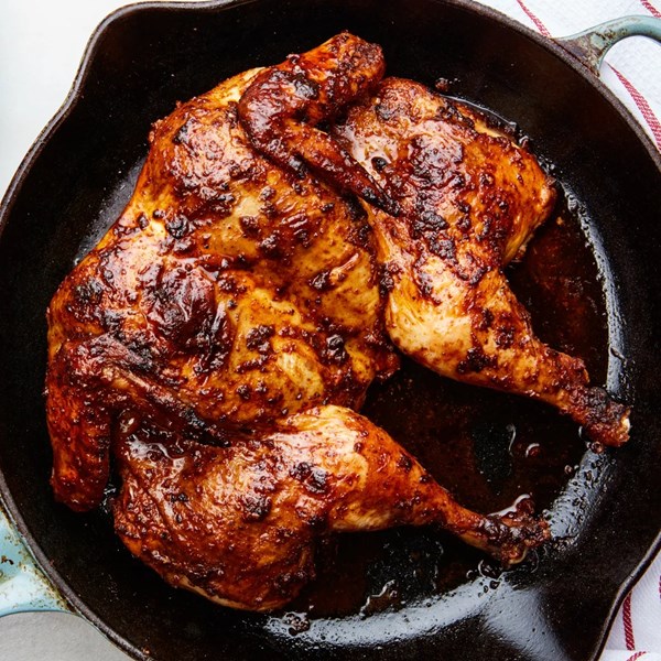 Peruvian-style roast chicken with tangy green sauce 