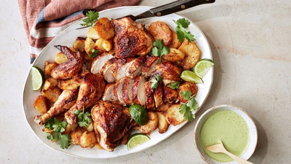 Peruvian-style roast chicken with potatoes