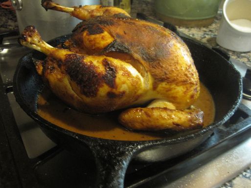 Peruvian style roast chicken with roasted garlic