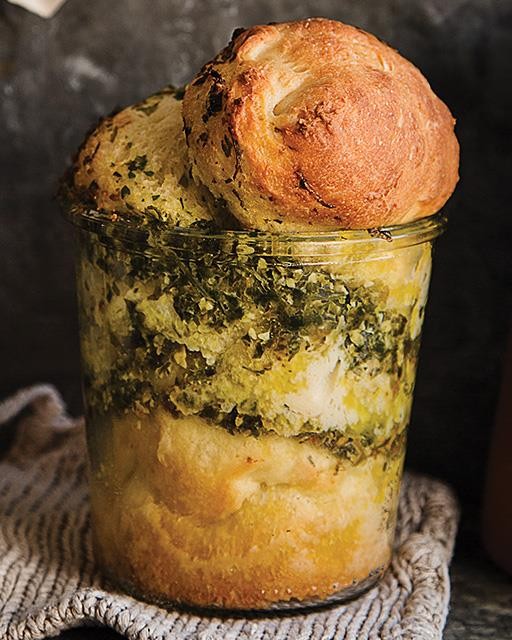 Pesto bread in a jar