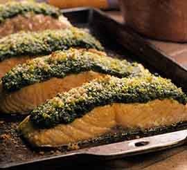 Pesto-crusted salmon