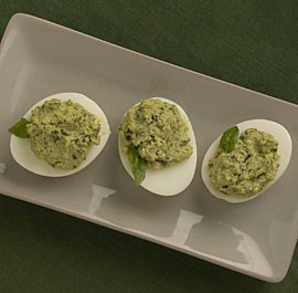 Pesto deviled eggs