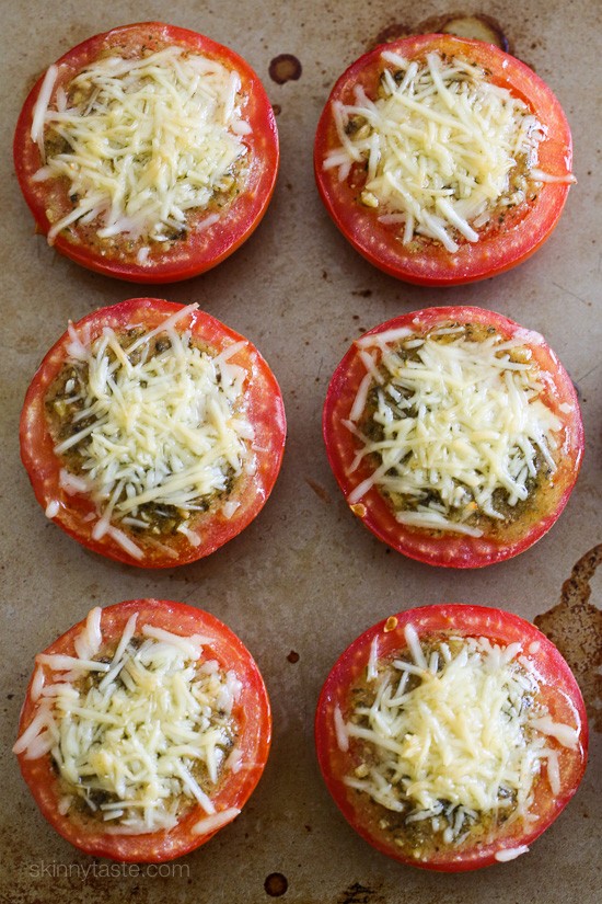 Pesto-Parmesan baked tomatoes