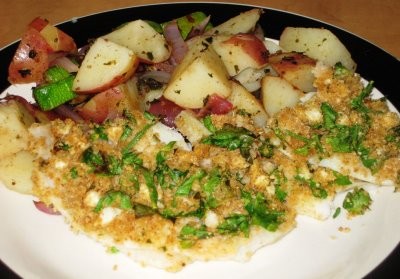 Pesto potatoes with zucchini