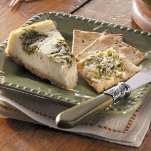 Pesto swirled cheesecake