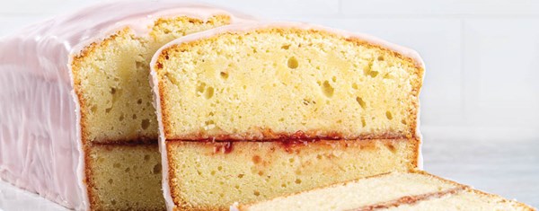 Petit four loaf cake [strawberry fondant glaze]