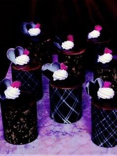 Petite chocolate and brandied cherry pastries