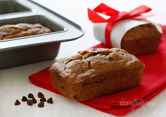 Petite chocolate chip banana bread loaves