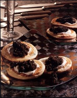 Petrossian blini and caviar