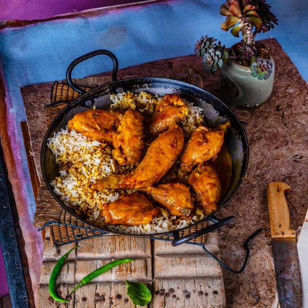 Philippines chicken with rice (Adobong manok)