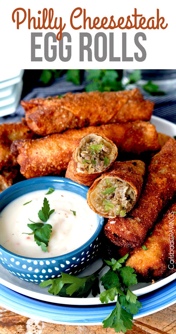Philly cheesesteak egg rolls