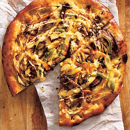 Philly cheesesteak pizza